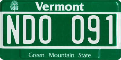 VT license plate NDO091