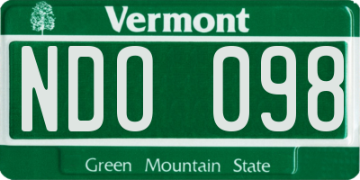 VT license plate NDO098
