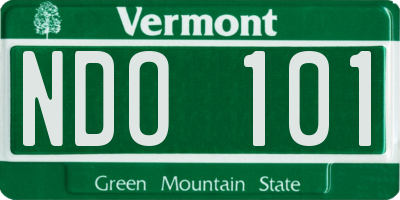 VT license plate NDO101