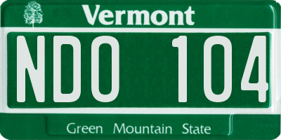 VT license plate NDO104