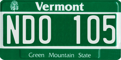 VT license plate NDO105