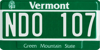 VT license plate NDO107