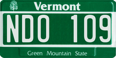 VT license plate NDO109