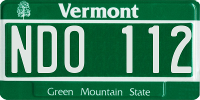 VT license plate NDO112