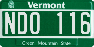 VT license plate NDO116