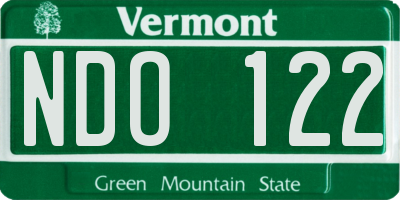 VT license plate NDO122