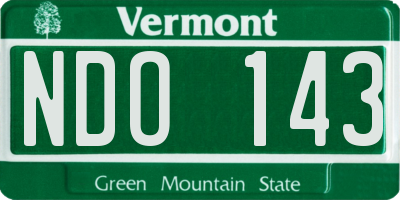 VT license plate NDO143