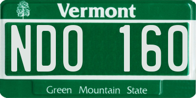 VT license plate NDO160