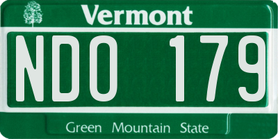 VT license plate NDO179