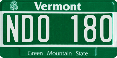 VT license plate NDO180