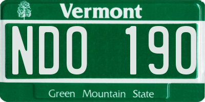 VT license plate NDO190