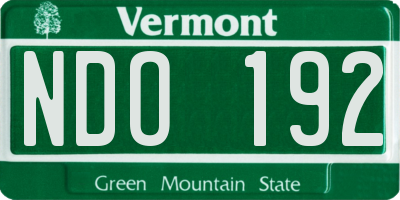 VT license plate NDO192