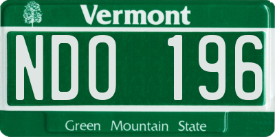 VT license plate NDO196