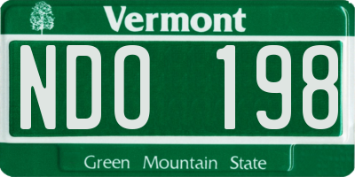 VT license plate NDO198
