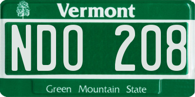 VT license plate NDO208