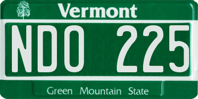 VT license plate NDO225
