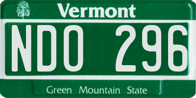 VT license plate NDO296