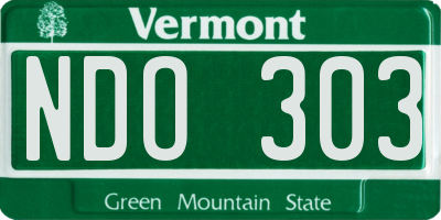 VT license plate NDO303