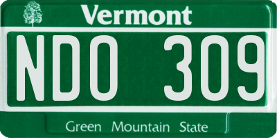 VT license plate NDO309
