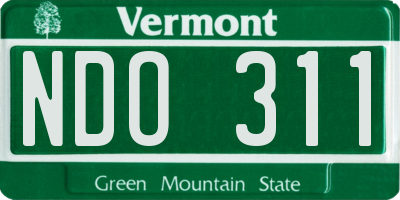 VT license plate NDO311