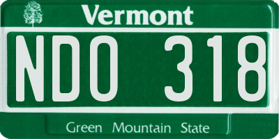 VT license plate NDO318