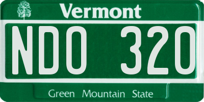 VT license plate NDO320