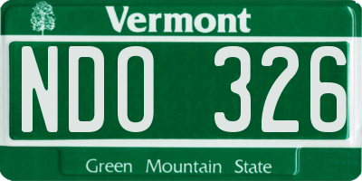 VT license plate NDO326