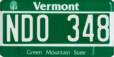 VT license plate NDO348