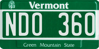 VT license plate NDO360