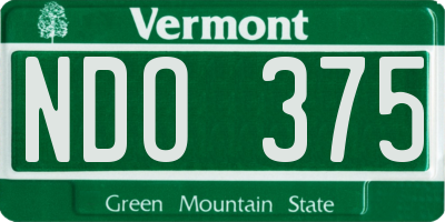 VT license plate NDO375