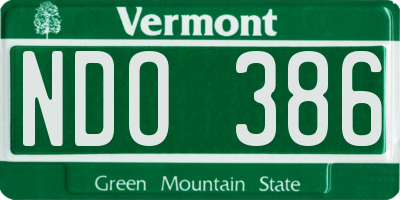 VT license plate NDO386
