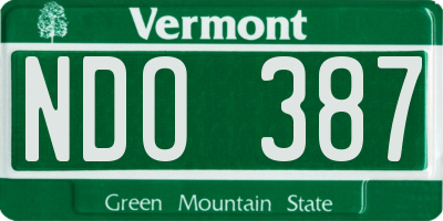 VT license plate NDO387