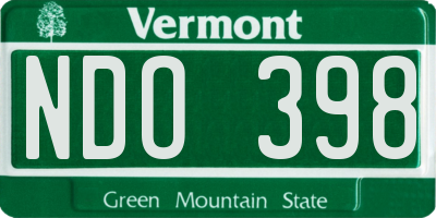 VT license plate NDO398