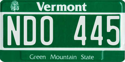 VT license plate NDO445