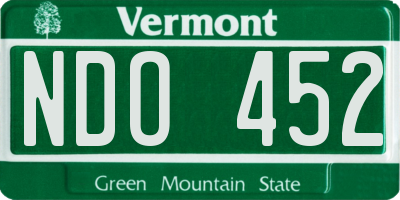 VT license plate NDO452