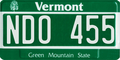 VT license plate NDO455