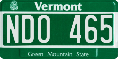 VT license plate NDO465