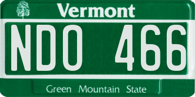VT license plate NDO466