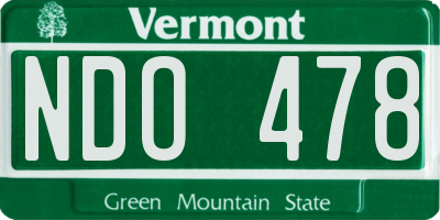 VT license plate NDO478