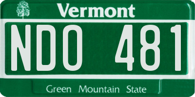 VT license plate NDO481