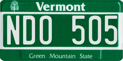 VT license plate NDO505