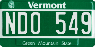 VT license plate NDO549