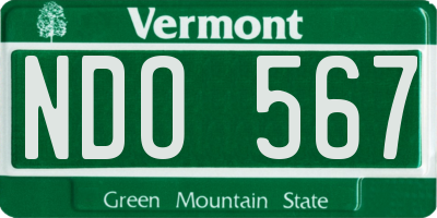 VT license plate NDO567