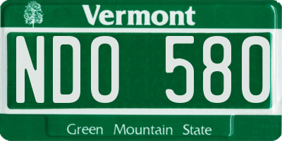 VT license plate NDO580