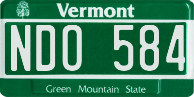 VT license plate NDO584