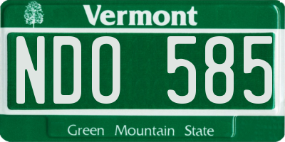 VT license plate NDO585