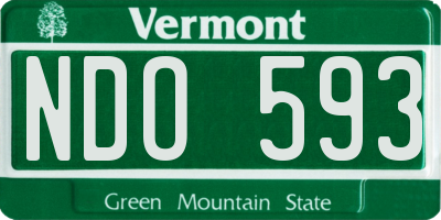 VT license plate NDO593
