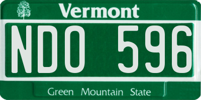 VT license plate NDO596