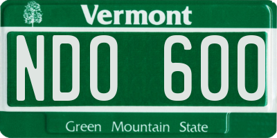 VT license plate NDO600