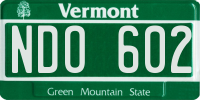 VT license plate NDO602